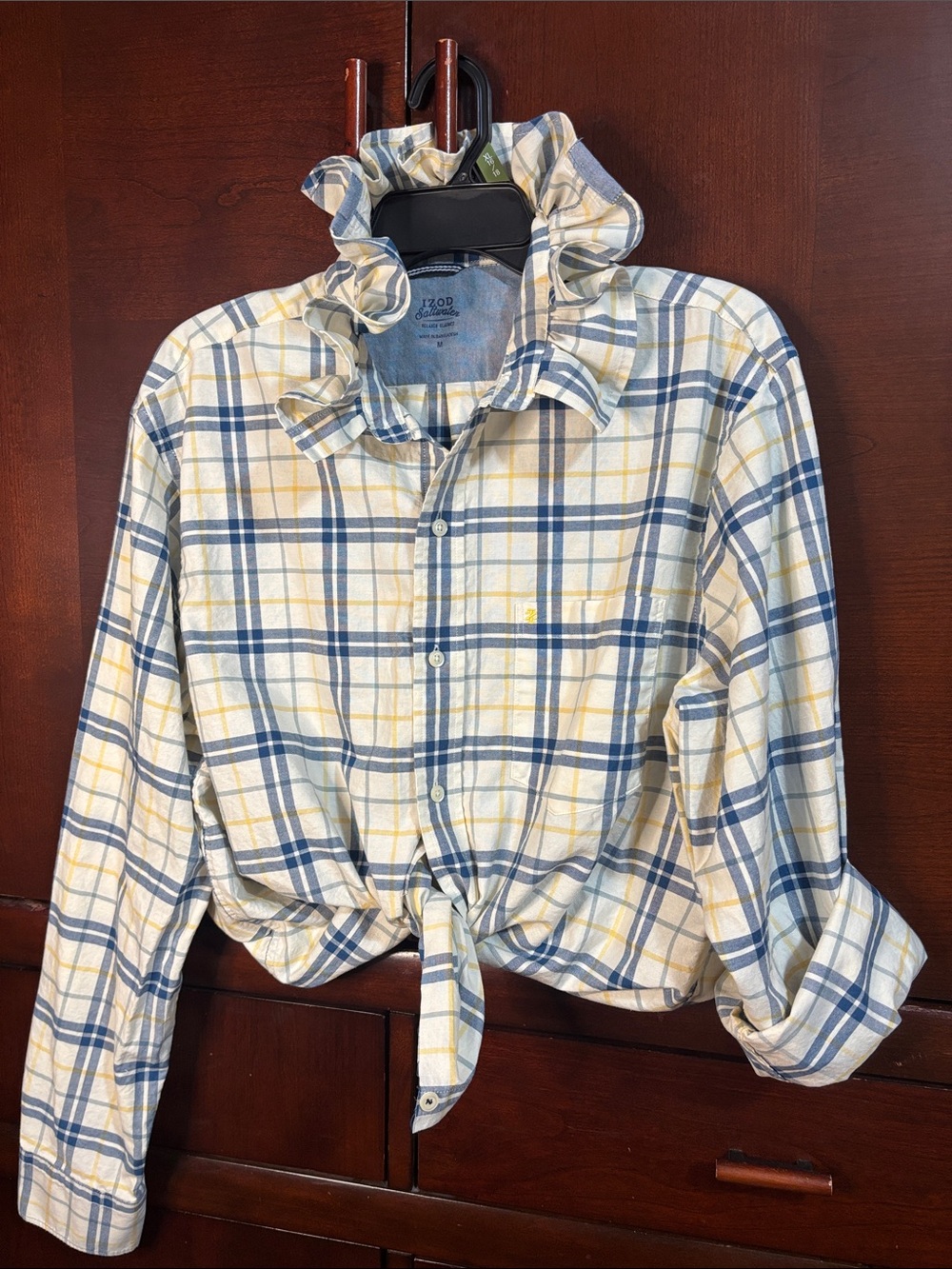 Upcycled/Reloved Izod Saltwater Yellow/Blue Plaid Soft Shirt